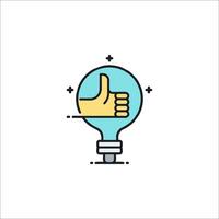 Light bulb icon with thumb up and thumbs down vector