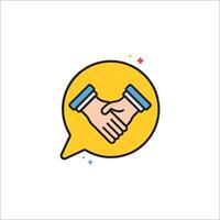 Handshake icon with speech bubble vector