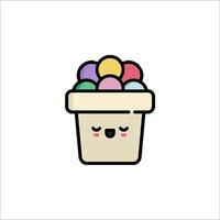 An ice cream bucket with a smiley face on it vector