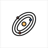 The planet is shown in a line drawing vector