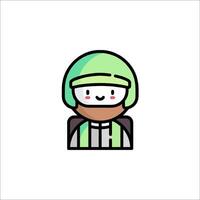 A cartoon character wearing a green helmet vector