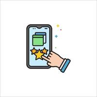 A hand holding a phone with a star on it vector