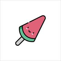 A watermelon popsicle with a smiley face on it vector