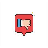 A thumbs down icon with a hand pointing down vector
