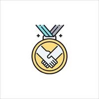 A medal with two hands shaking hands on it vector
