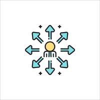 A person surrounded by arrows and arrows vector