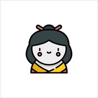 A cartoon character with a kimono on her head vector
