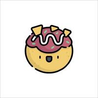 A donut with a pink and purple icing vector