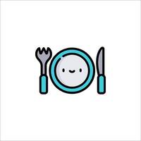 A cute plate with a fork and knife on it vector