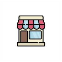 A store icon with a window and a door vector