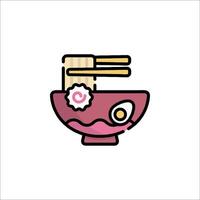 A pink bowl with chopsticks and an egg vector