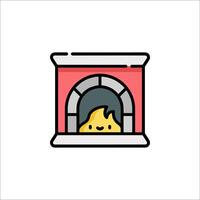 A cartoon fireplace icon on a white background vector