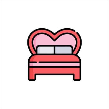 Bed with heart shape icon on white background vector
