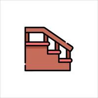 A stairway with a handrail and a ladder vector