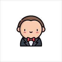 A cartoon man in a tuxedo with a bow tie vector