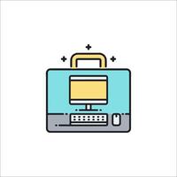 Computer and keyboard icon vector