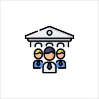 A man and woman are standing in front of a building vector