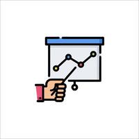 Hand pointing at a chart on a white background vector