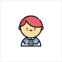 A girl with red hair is shown in a flat style vector