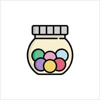A jar filled with colorful candies icon vector