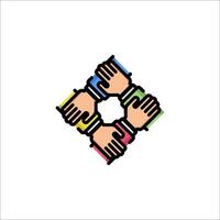 A group of hands holding each other in a circle vector