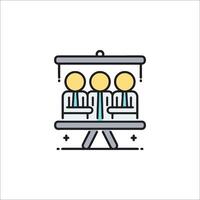 A line icon of people sitting at a table vector