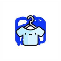 A blue t - shirt hanging on a hanger with a smiley face vector
