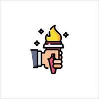 Hand holding torch icon vector