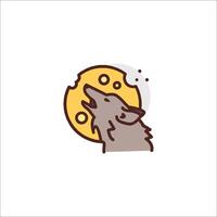 A wolf is howling in front of a moon vector