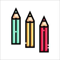 Three colored pencils with the word h on them vector