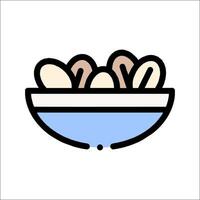 A bowl of nuts in a blue and white design vector