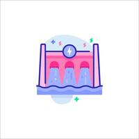 A pink and blue water tower with a clock on it vector