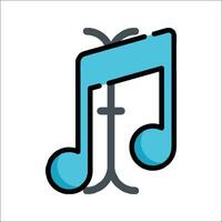 A music note icon with a blue background vector