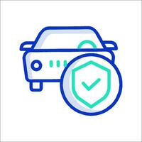 Car insurance icon with a shield and a car vector