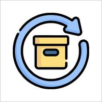 A box with a arrow pointing to it in the middle vector