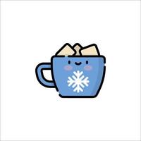 A cup of hot chocolate with a snowflake on it vector