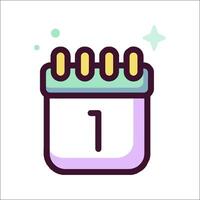 A calendar icon with the number one on it vector