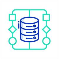 A database icon with a green and blue background vector