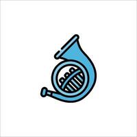 A blue and black line drawing of a horn vector