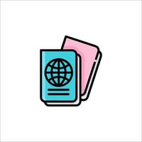A passport and a globe icon vector