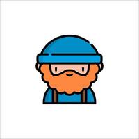 A man with a beard and glasses in a blue hat vector
