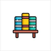 A stack of books on a table icon vector