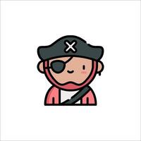 A cartoon pirate character with a hat and eye patch vector
