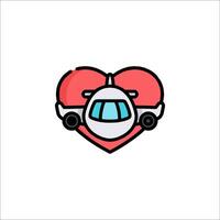 A plane is in the shape of a heart vector