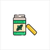 A jar of green jelly with a stick of mint vector