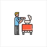 A man is cooking food on a grill vector