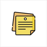 A yellow note pad with a paper clip icon vector