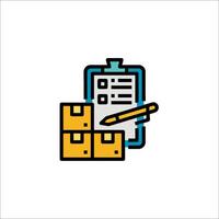 A box with a pen and a clipboard on top vector