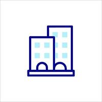 A building icon with a blue outline vector