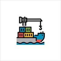 A container ship with a crane on it vector